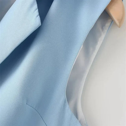 Chic Western Belted Vest Pant Suit -Guocali