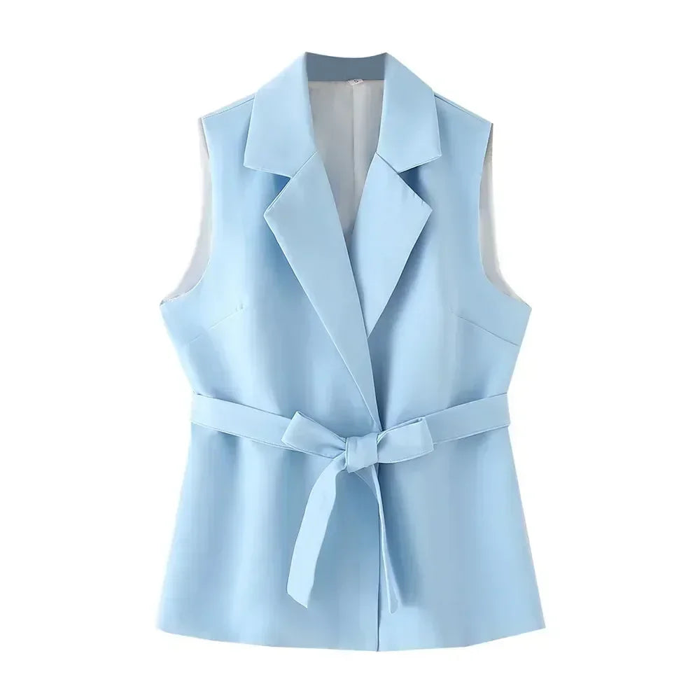 Chic Women's Pant Suit - Solid Single-Breasted