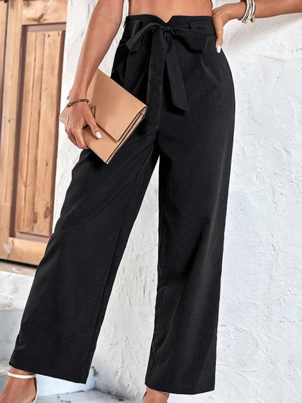 Chic Women's Cropped Pants – High-Waist Flat Front -Guocali