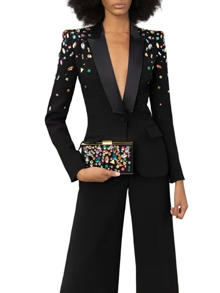 Chic Women's Pant Suit - Bead & Reel Zipper, White