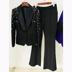 Chic Women's Pant Suit - Bead & Reel Zipper, White