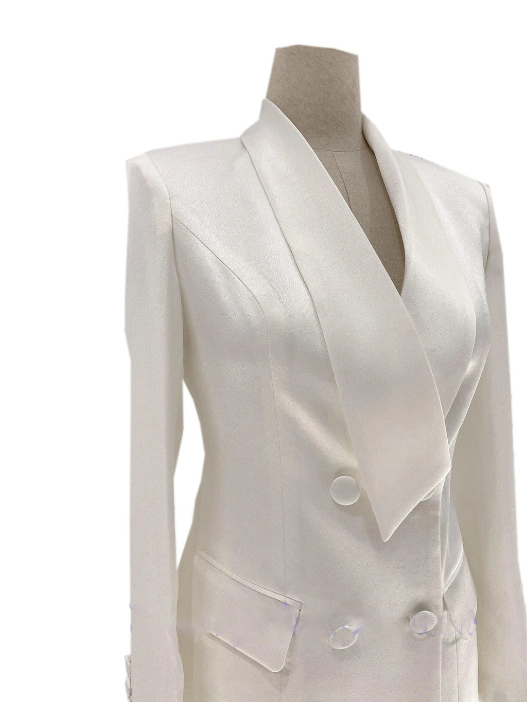 Chic Women's Pant Suit - Solid Double-Breasted, Black