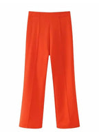 Chic Women's Pant Suit - Solid Single-Breasted