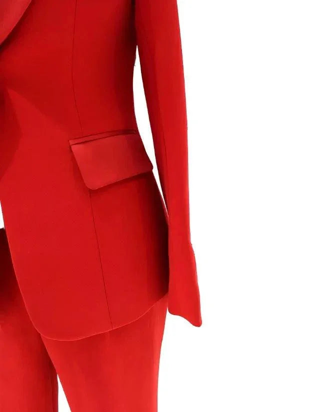 Chic Women's Pant Suit - Solid Single-Breasted