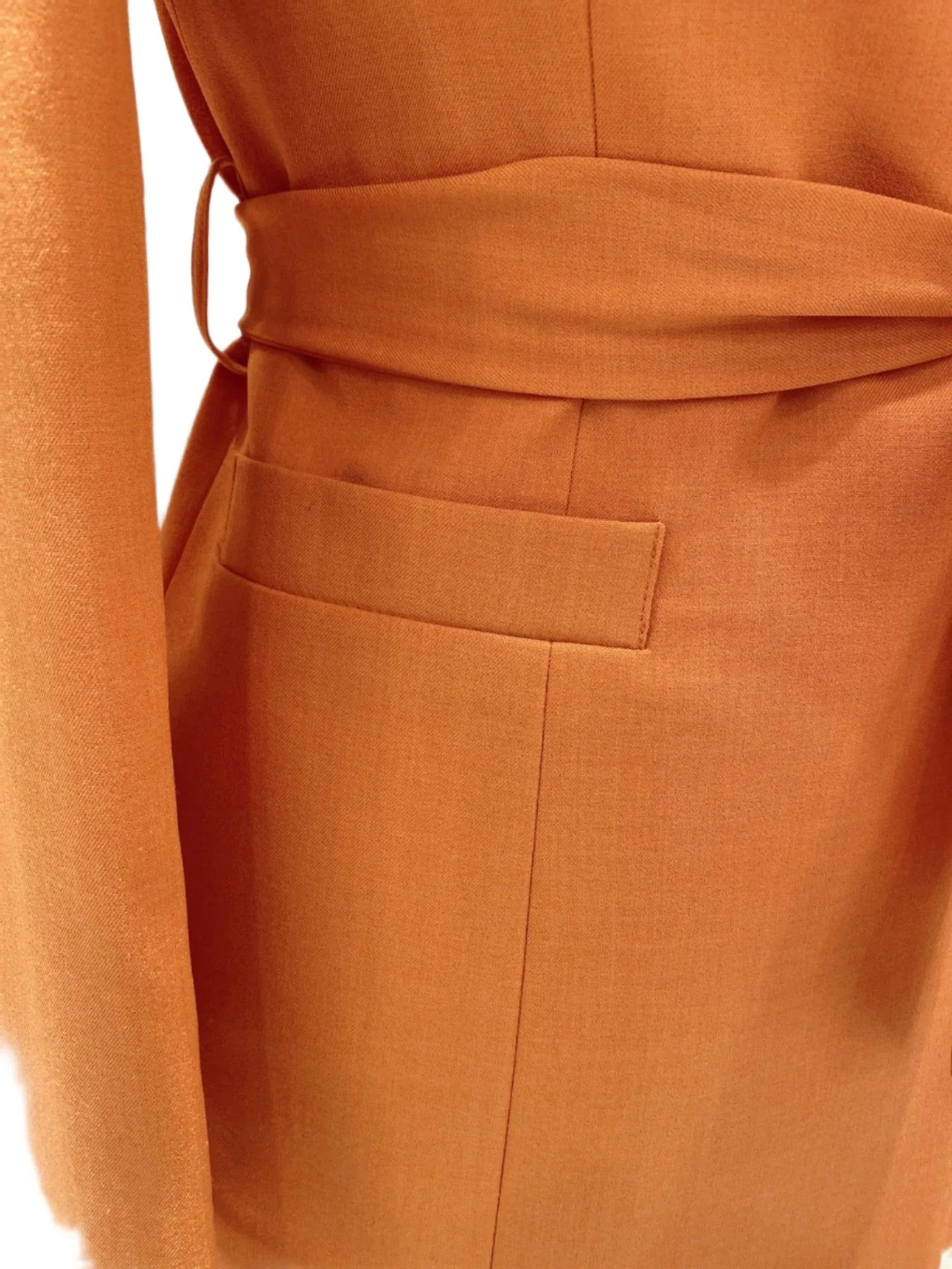 Chic Women's Pant Suit - Solid Single-Breasted - Orange