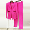 Chic Women's Pant Suit - Solid Zipper, Black