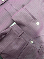 Chic Women's Pant Suit - Striped Single-Breasted - Fuchsia