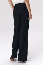 Chic Women Wide-Leg Pants – High-Rise Button Front