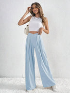 Chic Women Wide Leg Pants – High Rise Pleated -Guocali
