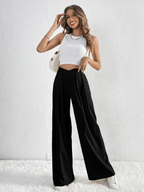 Chic Women Wide Leg Pants – High Rise Pleated -Guocali