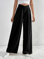 Chic Women Wide Leg Pants – High Rise Pleated -Guocali
