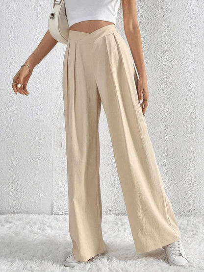 Chic Women Wide Leg Pants – High Rise Pleated -Guocali