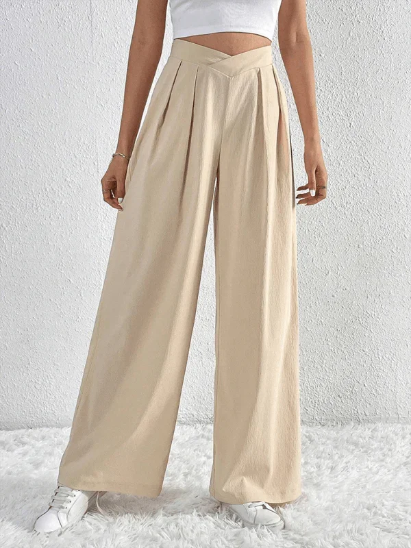Chic Women Wide Leg Pants – High Rise Pleated -Guocali