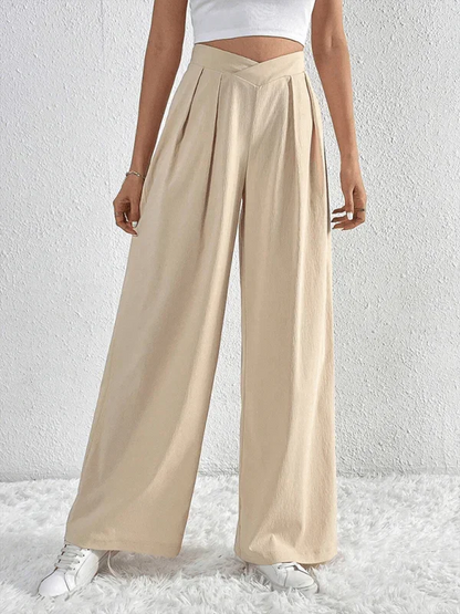 Chic Women Wide Leg Pants – High Rise Pleated -Guocali