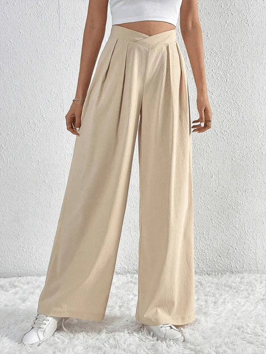 Chic Women Wide Leg Pants – High Rise Pleated -Guocali