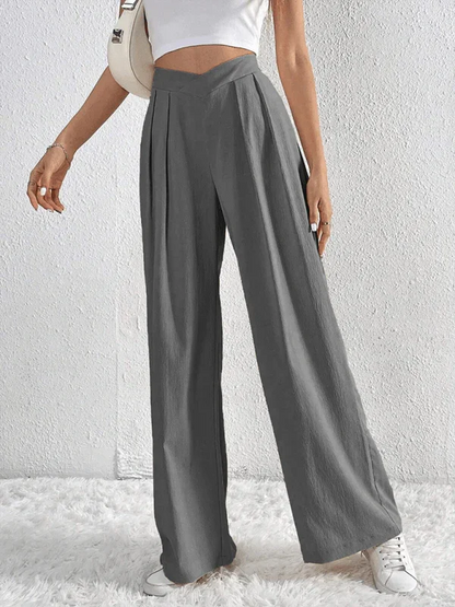 Chic Women Wide Leg Pants – High Rise Pleated -Guocali