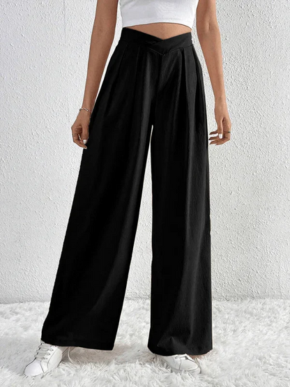 Chic Women Wide Leg Pants – High Rise Pleated -Guocali