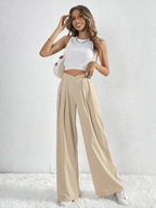 Chic Women Wide Leg Pants – High Rise Pleated -Guocali