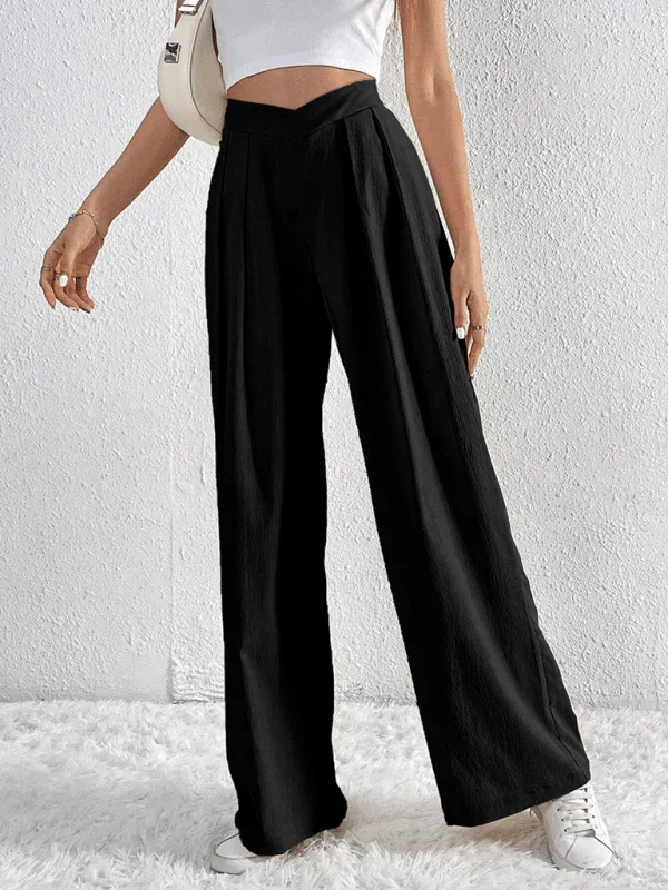 Chic Women Wide Leg Pants – High Rise Pleated -Guocali