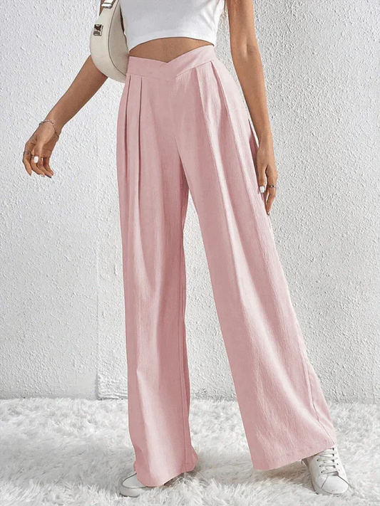 Chic Women Wide Leg Pants – High Rise Pleated -Guocali