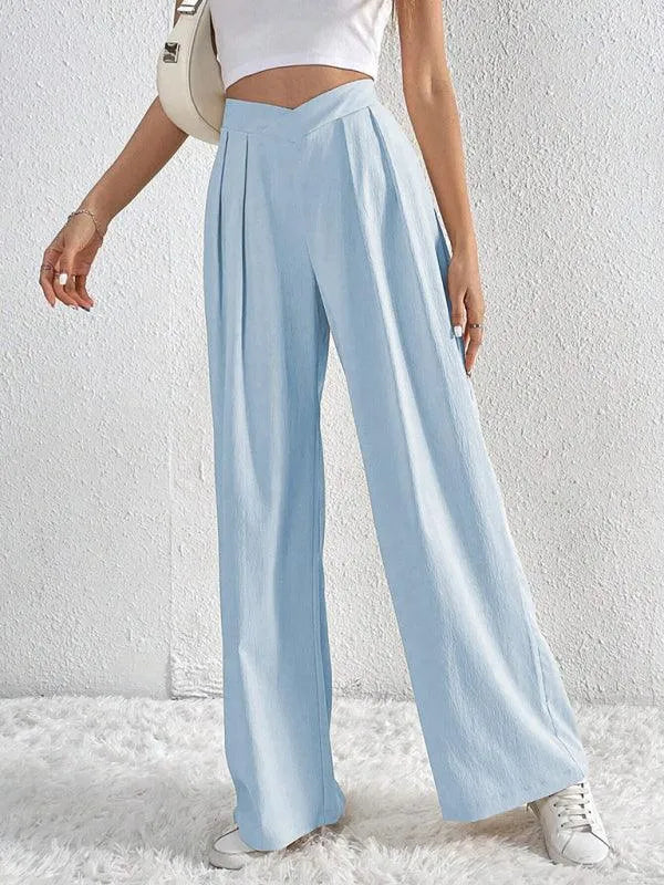 Chic Women Wide Leg Pants – High Rise Pleated -Guocali