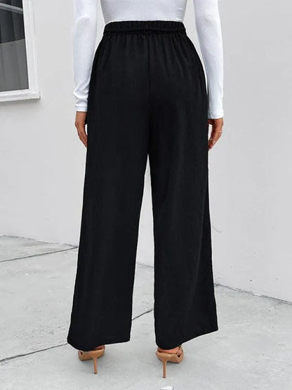 Chic Women Wide Leg Pants – High-Waist Elastic -Guocali