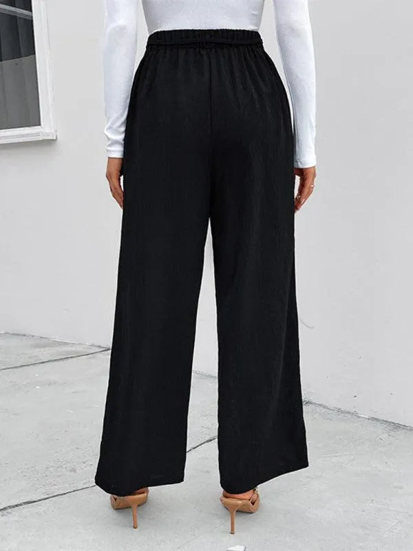 Chic Women Wide Leg Pants – High-Waist Elastic -Guocali