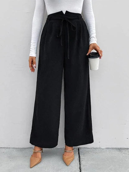 Chic Women Wide Leg Pants – High-Waist Elastic -Guocali