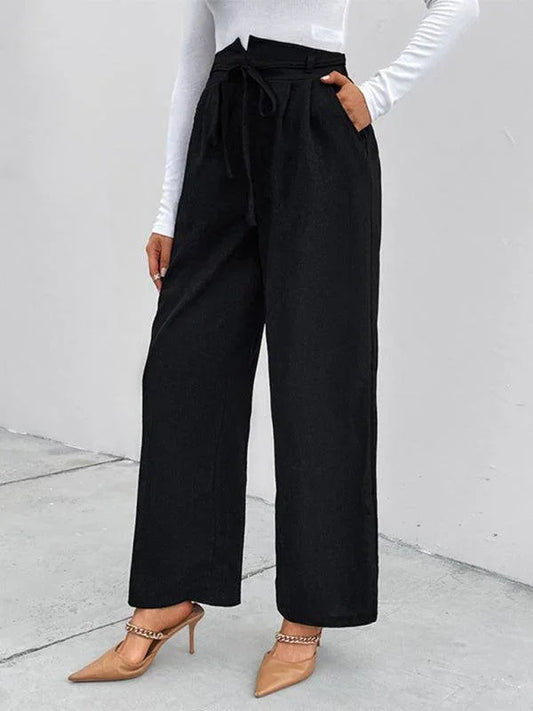 Chic Women Wide Leg Pants – High-Waist Elastic -Guocali