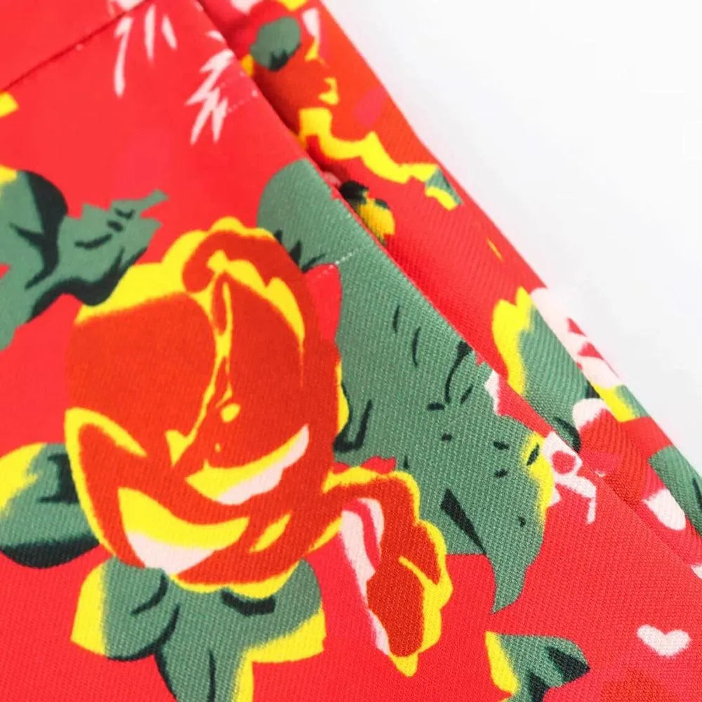 Chic Women Wide Leg Pants – High-Waist Floral -Guocali