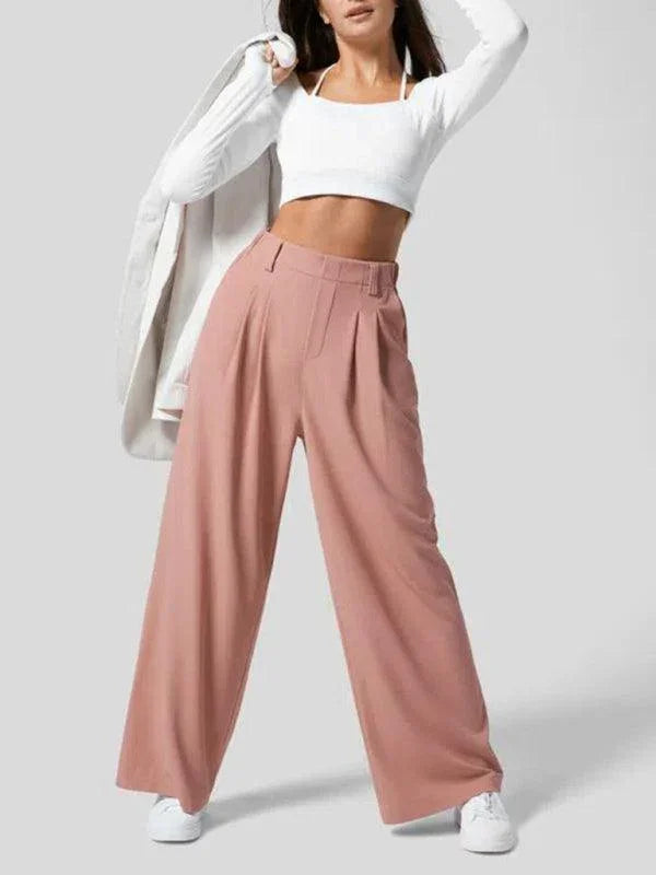 Chic Women Wide Leg Pants – High-Waist Stretchable -Guocali