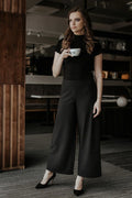 Chicprofessionalcasual Women Cropped Wide-Leg Pants – High-Waist Zipper Front -Guocali