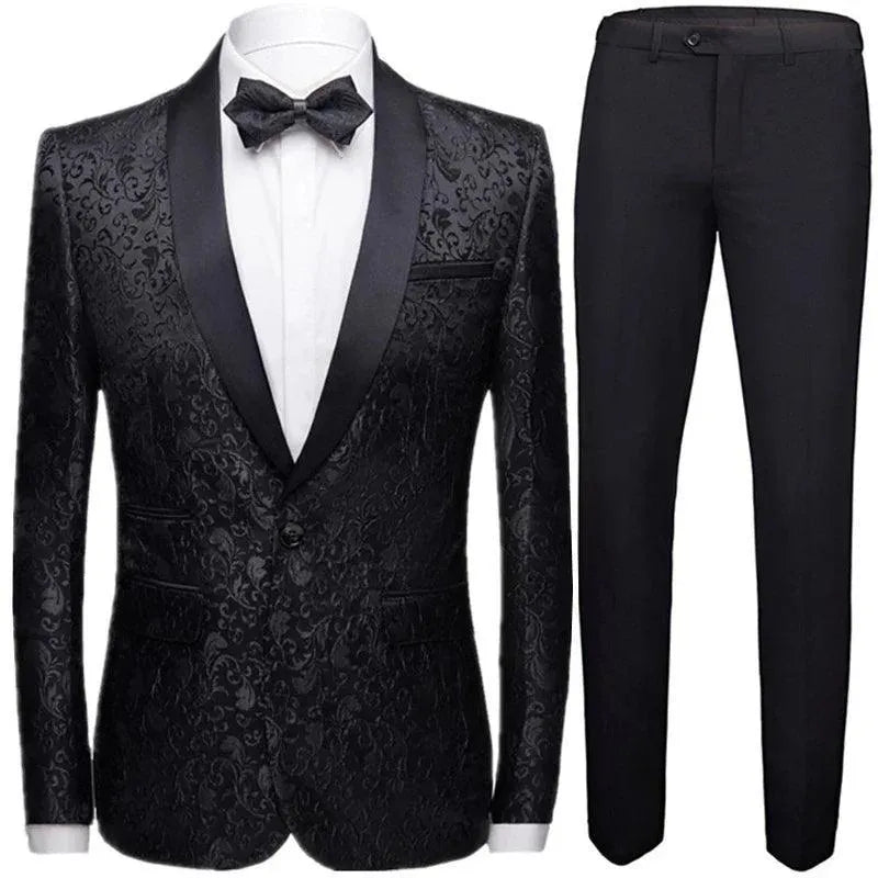 Elegant Men’s Tuxedo Suit - Texture Single-Breasted