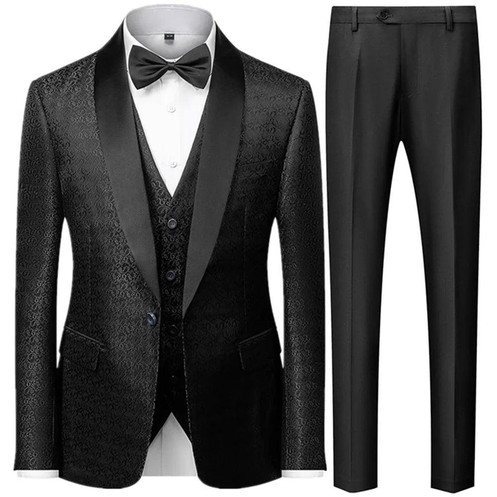 Classic 3-Piece Tuxedo Suit for Men - Wedding Party Attire - Tuxedo Suit - Guocali