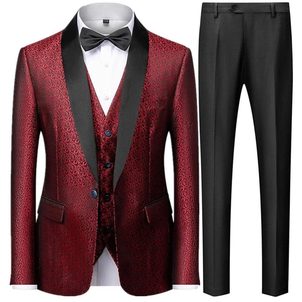 Classic 3-Piece Tuxedo Suit for Men - Wedding Party Attire - Tuxedo Suit - Guocali