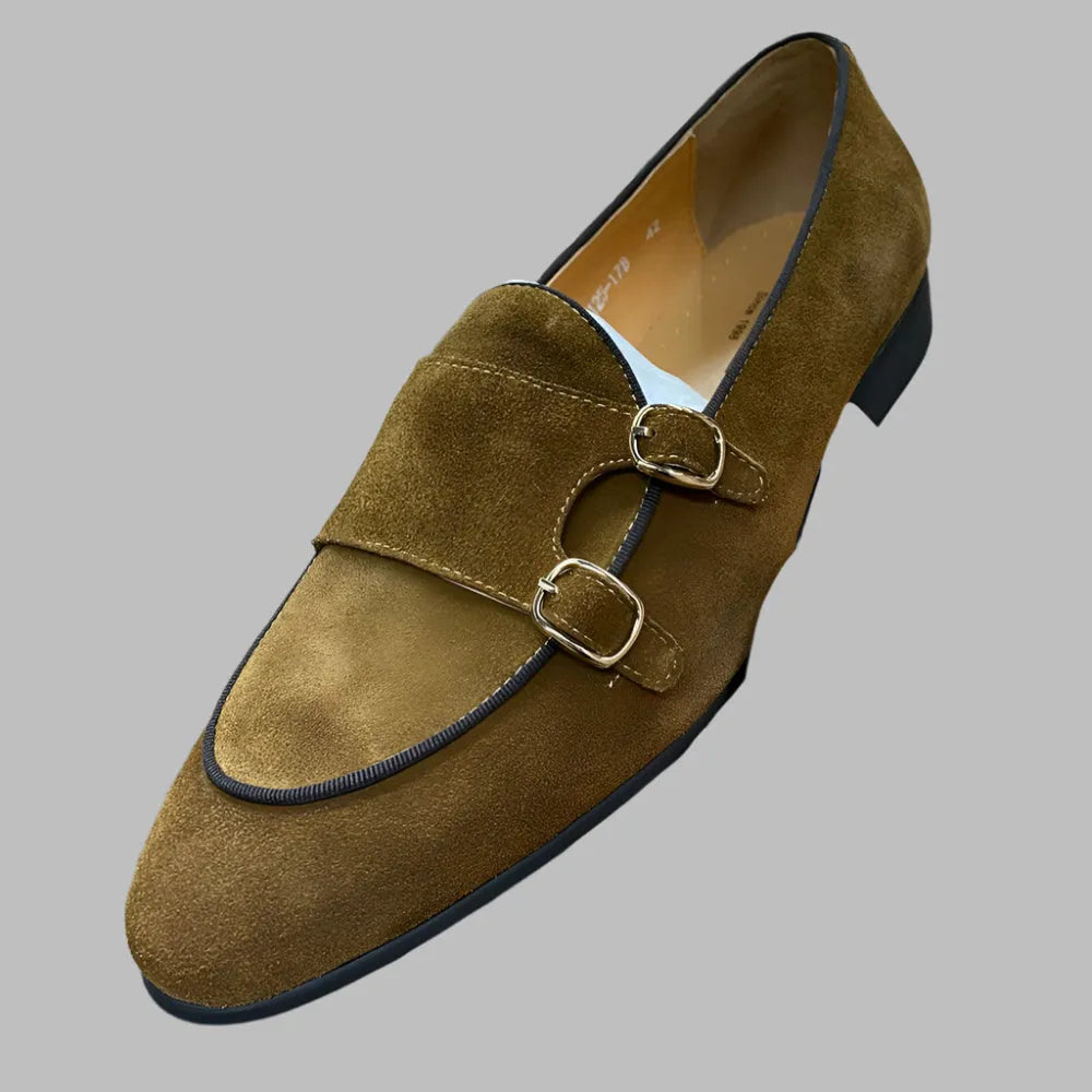 Men Apron Toe Dress Loafers - Buckles Monk Strap Formal Dress Shoes