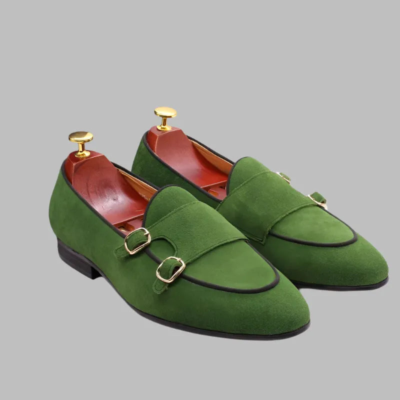 Classic Suede Leather Monk Strap Loafers - Loafer Shoes - Guocali