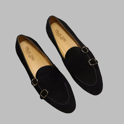 Classic Suede Leather Monk Strap Loafers - Loafer Shoes - Guocali