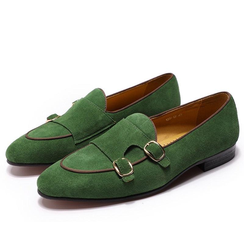 Classic Suede Leather Monk Strap Loafers - Loafer Shoes - Guocali