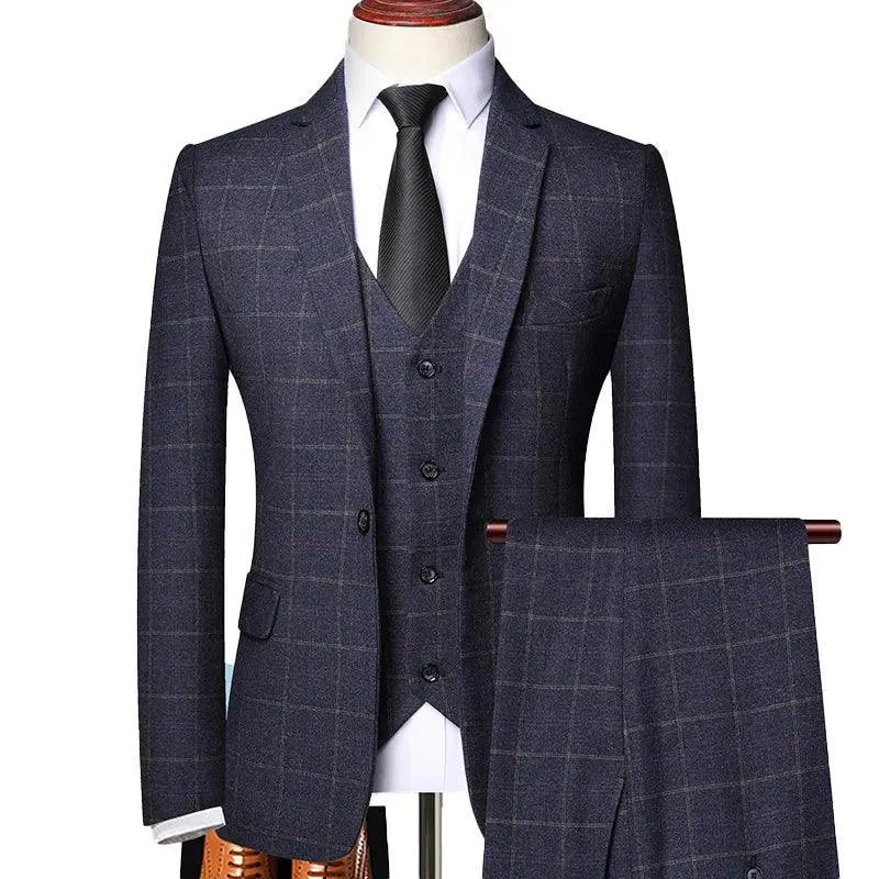 Classy Checked Men's Suit - Formal Business Attire -Guocali