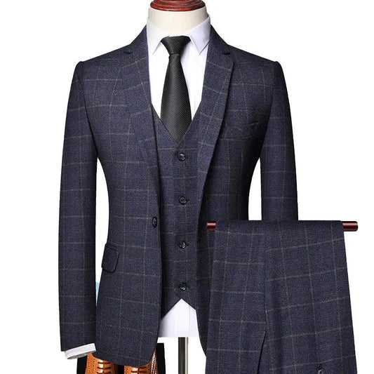 Classy Checked Men's Suit - Formal Business Attire -Guocali