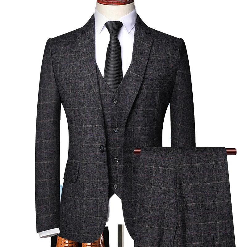 Classy Checked Men's Suit - Formal Business Attire - Checked Suit - Guocali