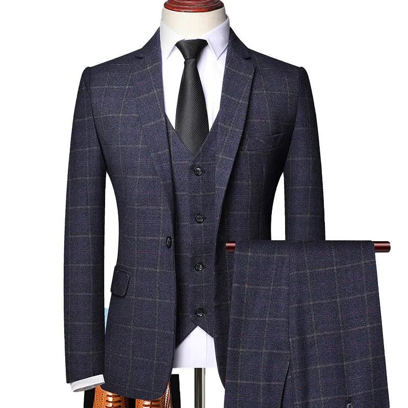 Classy Checked Men's Suit - Formal Business Attire - Checked Suit - Guocali