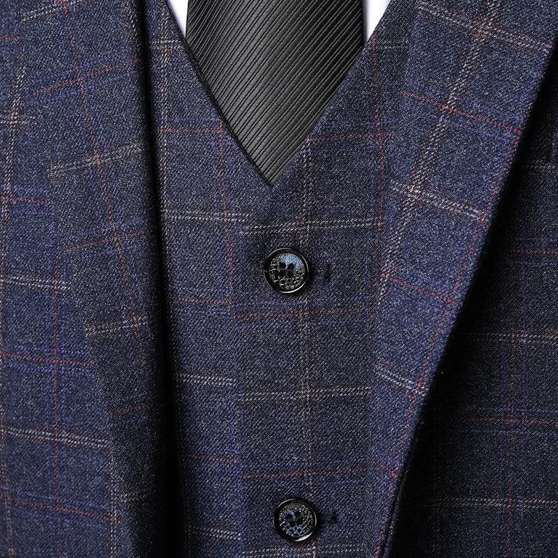 Classy Checked Men's Suit - Formal Business Attire - Checked Suit - Guocali