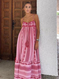 Crochet Patchwork Knitted Ethnic Slip Dress -Guocali