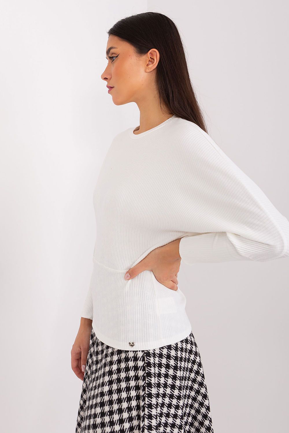 Women's Batwing-Sleeve Blouse - Textured Waist Length