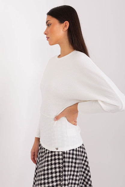 Women's Batwing-Sleeve Blouse - Textured Waist Length