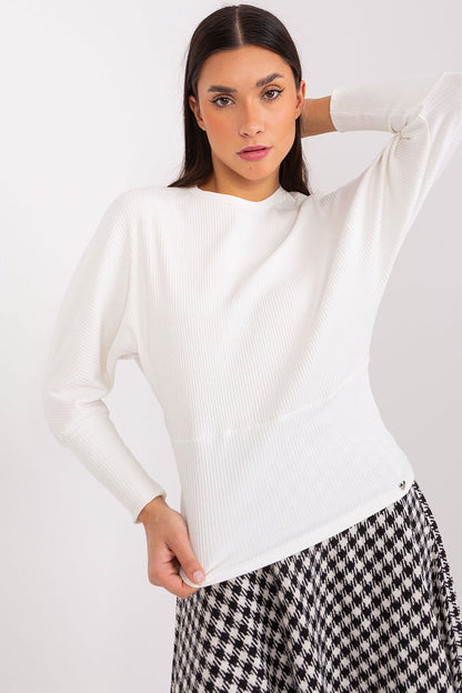 Women's Batwing-Sleeve Blouse - Textured Waist Length
