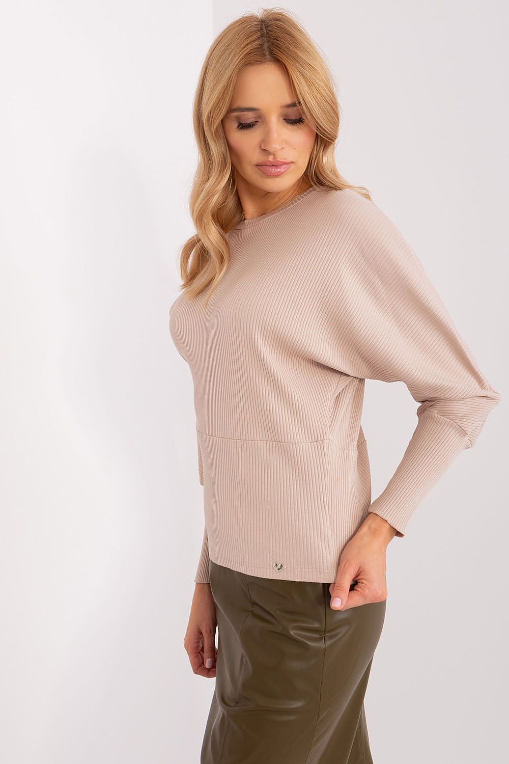 Women's Batwing-Sleeve Blouse - Textured Waist Length