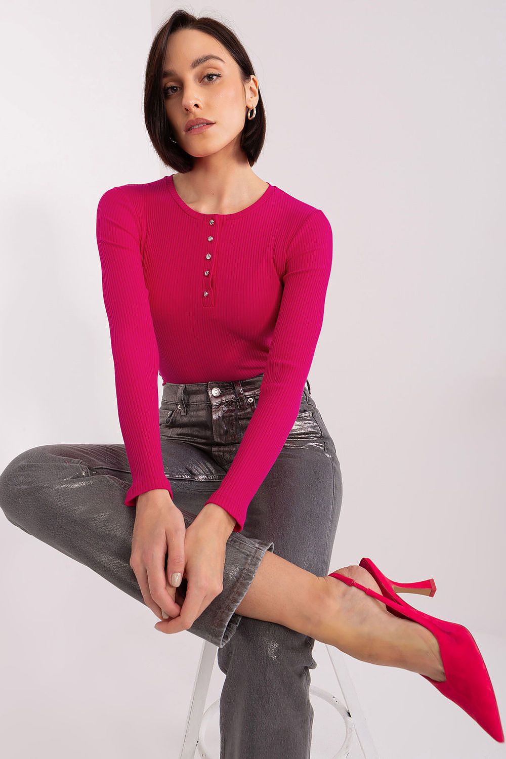 Women's Button-Down Casual Blouse - Striped Waist Length